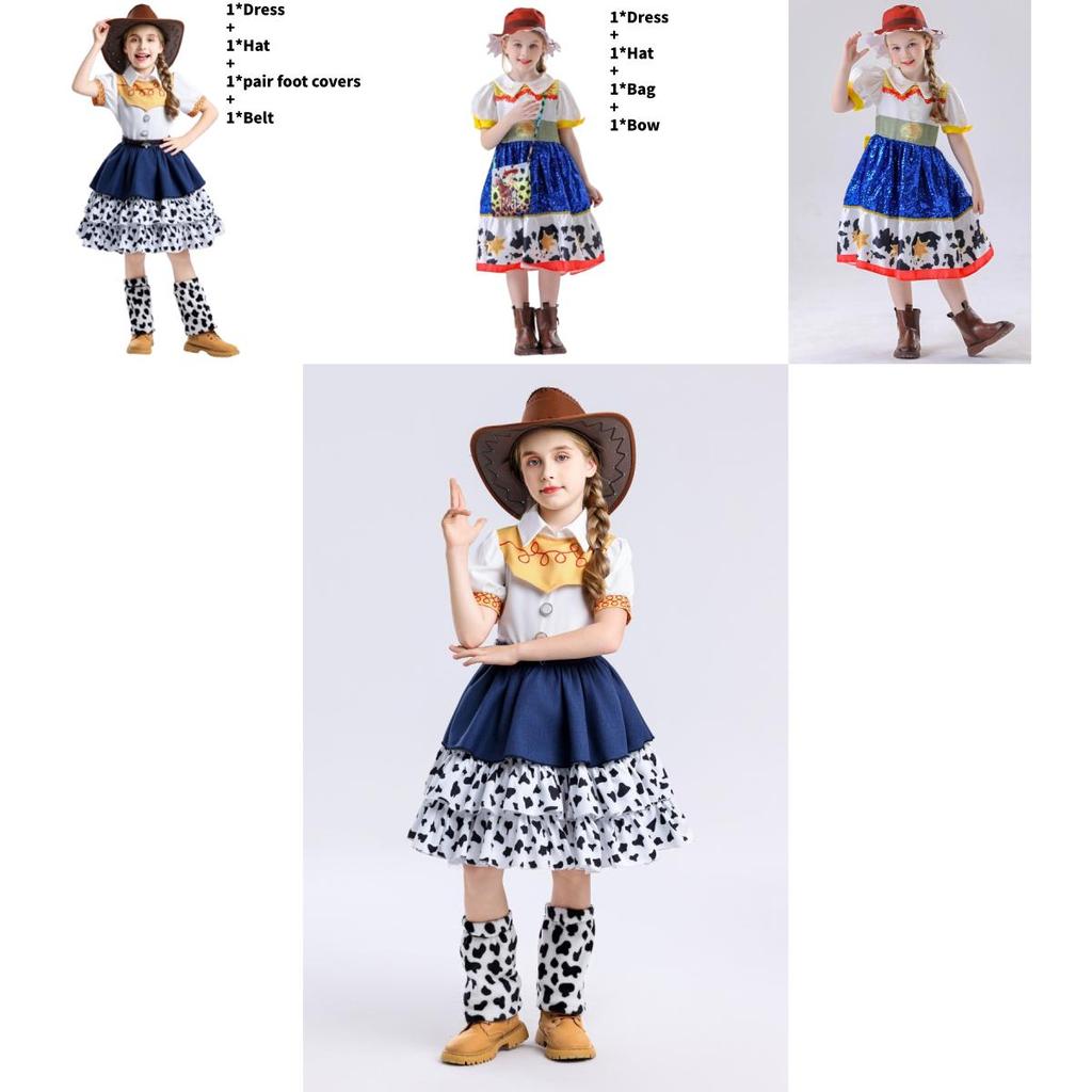 Toy Story Jessie Cosplay Dress Set With Polyester Fabric For Girls Summer Play