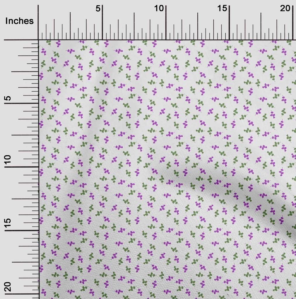 oneOone Cotton Flex Green & Purple Fabric Floral Sewing Material Print Fabric By The Yard 40 Inch