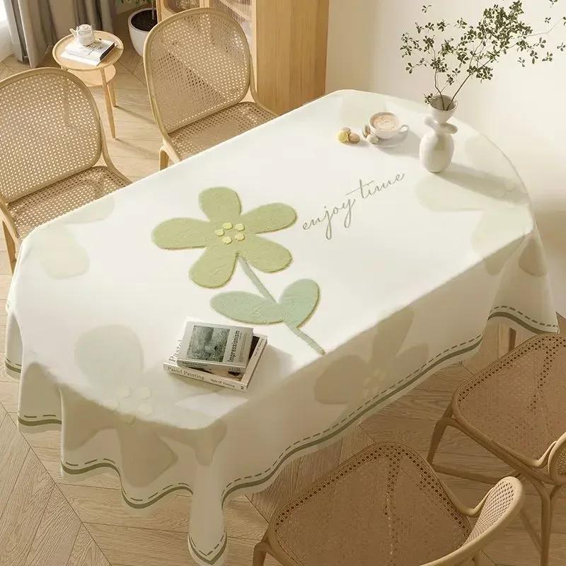 Waterproof Oval Rectangular Universal Table Washable Tablecloth Oil Resistant Light Color Printed Household Dining Tables Fabric