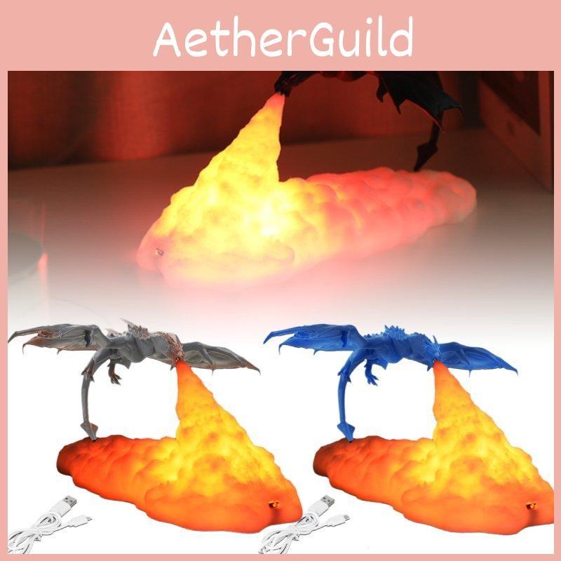 3d Usb Printed Fire Breathing Dragon Shape Lamp Night Light Decoration Room