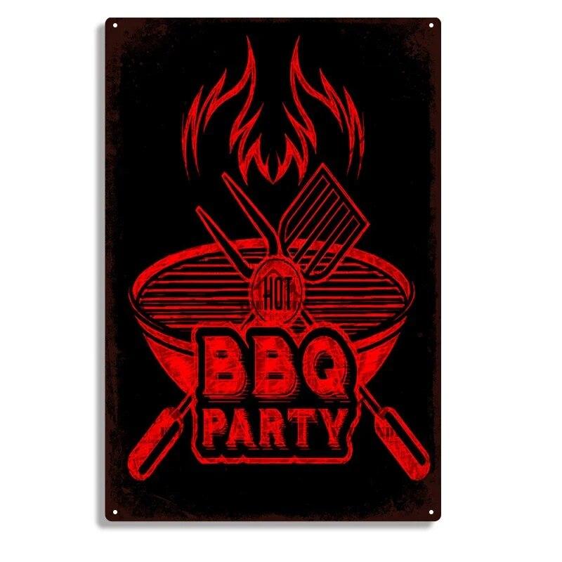 Hisun Tin Sign Retro DADS BBQ Metal Tin Signs Decorative Plaque Wall Decor for Barbecue Bar Pub Kitchen Party Zone Vintage Metal Plate
