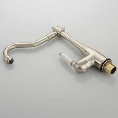 BAKALA Newly Patent Design 360 Swivel 100% Solid Brass Single Handle Mixer Sink Tap Kitchen Faucet In Brushed Nickel CODE 8054