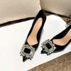 New Elegant Women High Heel Shoes Luxury Rhinestone Woman Causal Pointed-toe Uniform Shoes Ladies Fashion Bride's Wedding Shoes