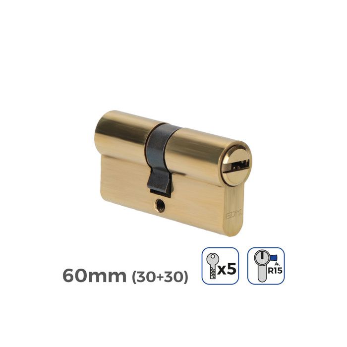 Cylindre De Porte 60mm (30+30mm) Largeur De Came R15 5 Clés De Sécurité Inclus Edm