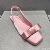 Zwarte roze sandalen met lente zomer vierkante neus eenvoudig comfortabel vlinder strik casual damesschoenen