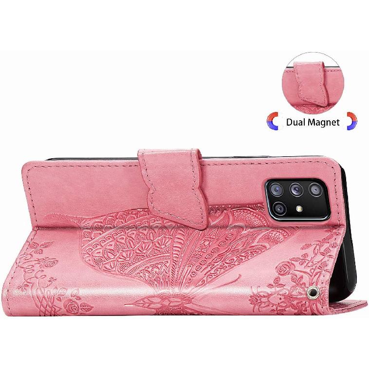 CCSmall for Samsung Galaxy A71 5G Wallet Case Bling for Women Girls, Floral Diamond Cute Butterfly PU Leather Flip Case Cover with Card Slot Holder