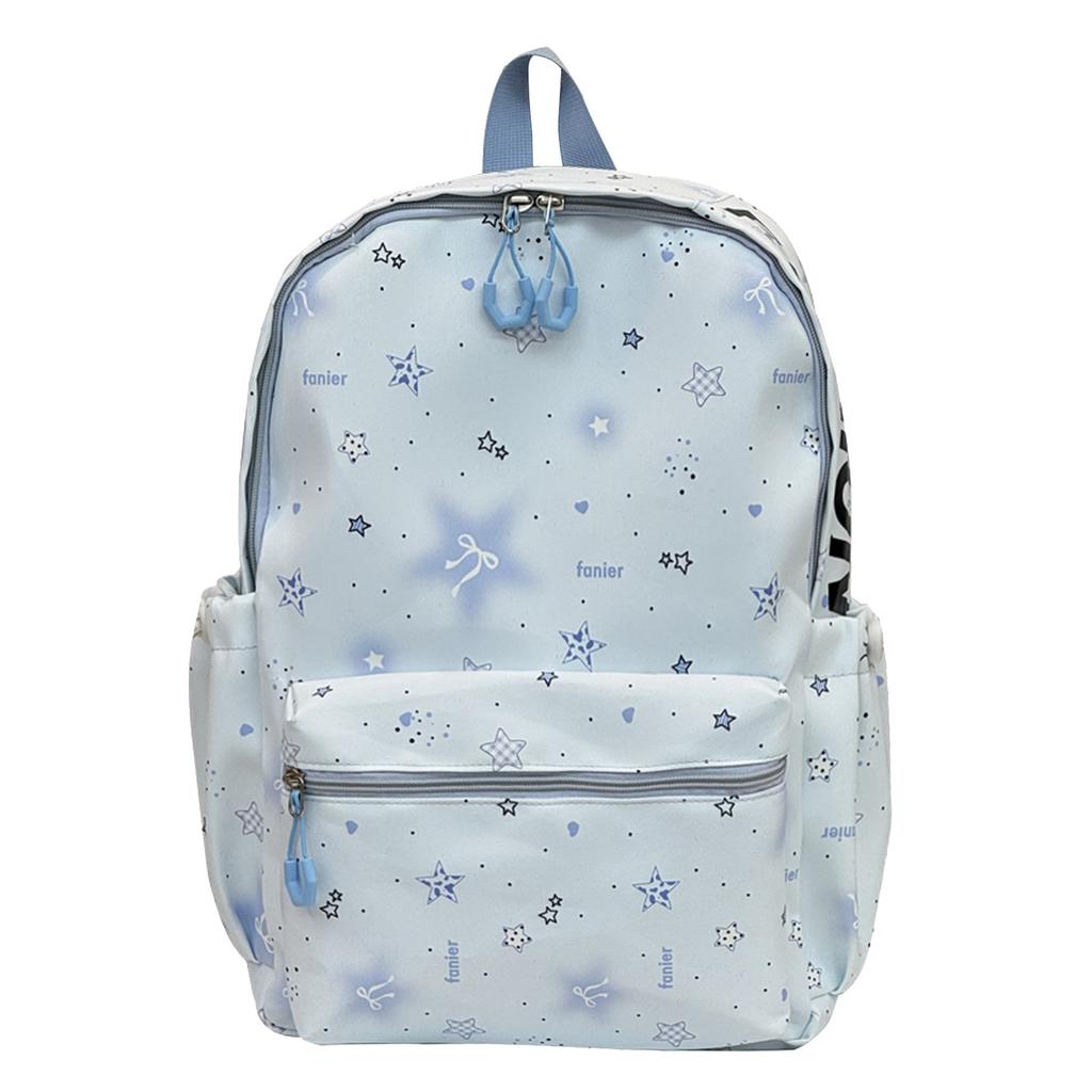 Schoolbagins Wind Printed Star Backpack Female College Wind Large Capacity College Student Cute Lightweight Schoolbag Backpack Female