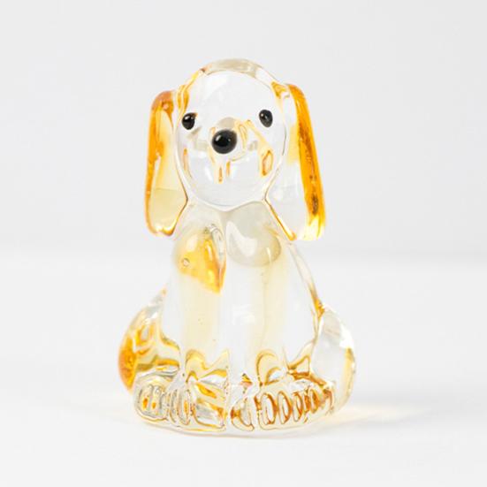 Hand Blown Mini Glass Dog Figurine Handmade Faux Crystal Cute Dog Statue Collectible Animal Ornament for Home Decor Pet Lover Gifts
