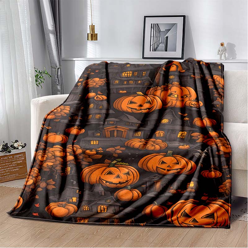 Halloween Terrifying Pumpkin Surprise Soft Blanket Home Room Sofa Bed Warm Travel Picnic Leisure Office Oversized Gift Blanket