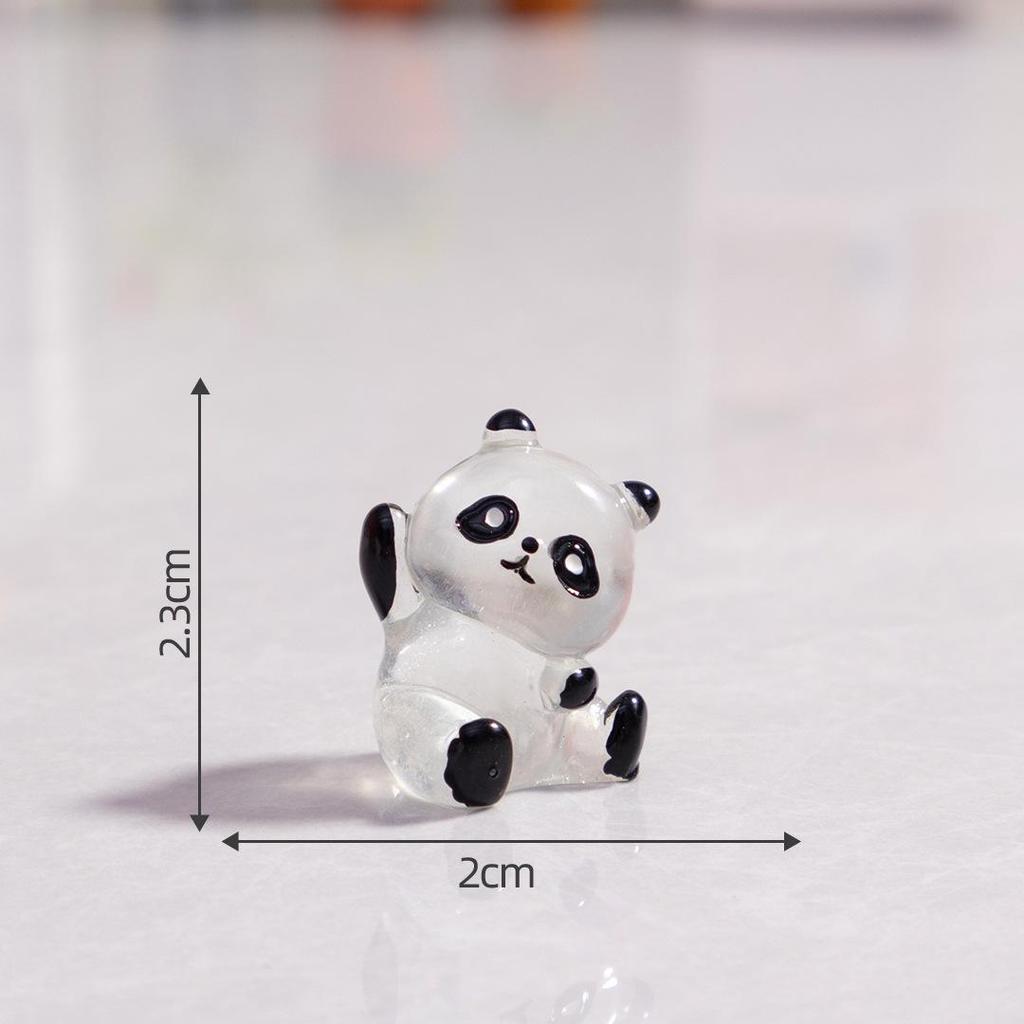Luminous Panda Resin Ornament: Cute Micro Landscape Decor for Car Dashboard or Desktop