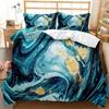 Marble Duvet Cover Set Marble Bedding Set Blue Gold Abstract Texture Kid Bedclothes Double Queen King Size Polyester Quilt Cover