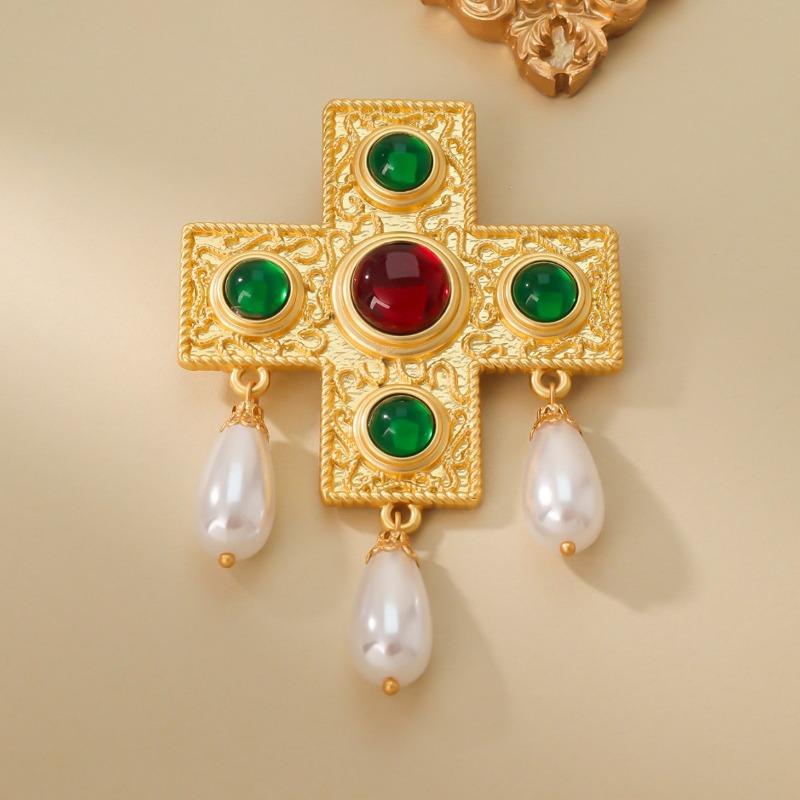 Европейский и американский суд Ретро Маркировка Крест Брошь Двойного назначения Тяжелая промышленность Качество Продвинутое чувство