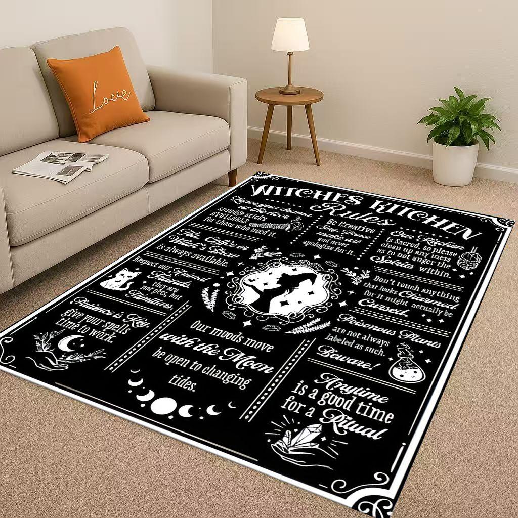 Retro Witch Spirit Ouija Board Art Living Room Non Slip Area Rug Carpet for Bedroom Kids Playroom Sofa,Home Decor Doormat