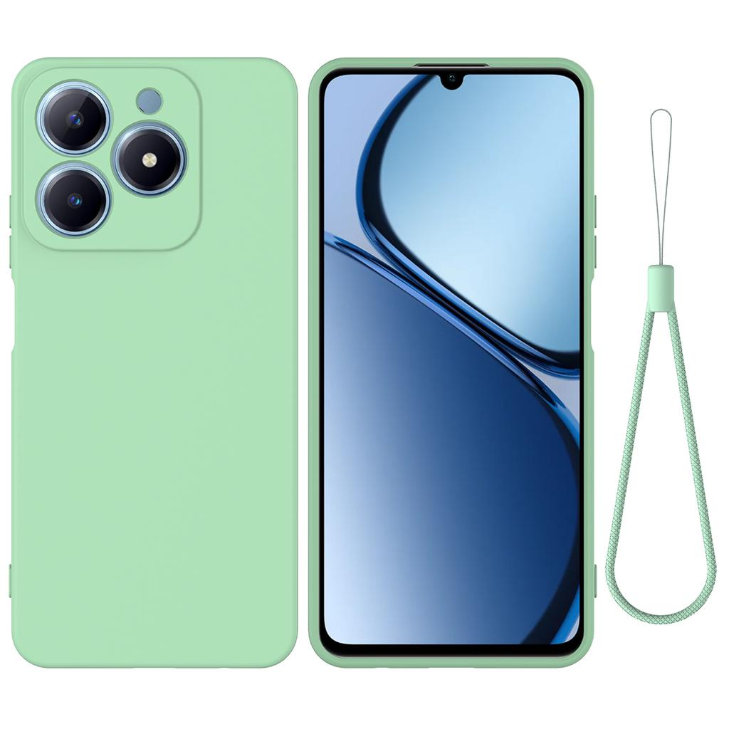 For Realme C61 4G Case Liquid Silicone Shockproof Phone Cover with Hand Strap
