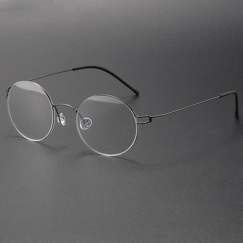 

2025 Дания Чистый Титан Маленькие Круглые Очки Оправа Мужские Женские Безвинтовые Сверхлегкие Очки Модные Простые Оптические Очки серый