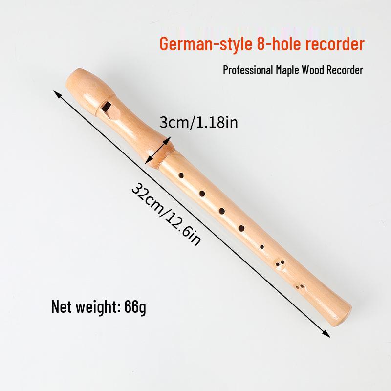 All-Wood German Eight-Hole Soprano Recorder for Children - Beginner Flute Wind Instrument