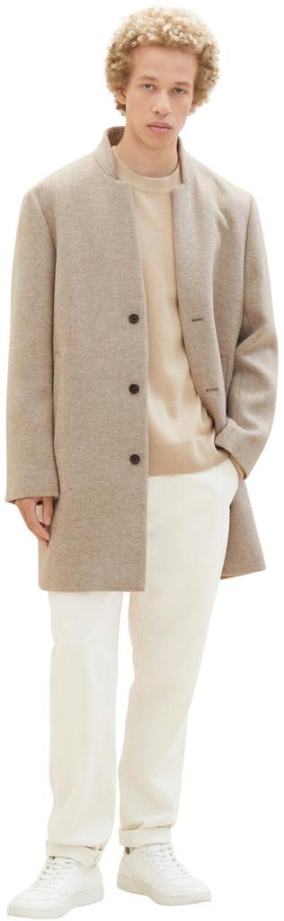Winter Jacket Tom Tailor Denim Coat with Stand-up Collar (1037399) Sand with White Twill Structure