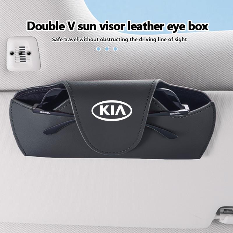 For KIA Leather Car Logo Sunglasses Case Sun Visor Sunglasses Storage Accessories Rio K5 K2 Sportage Ceed Sorento Picanto udrgf