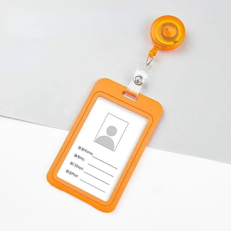 1Set Retractable Badge Holder Reel Staff Nurse Plastic Working ID Name Tag Holder Student Bus Pass Card Cover Case ID Sleeve