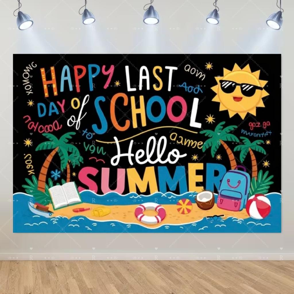School's Out for Summer Theme Background Summer Pool Party Decoration Backdrop Baby Shower Props Photography Banner Supplies