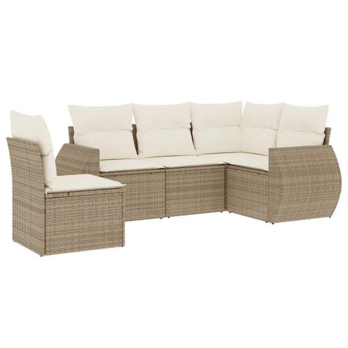 VidaXL Garden Lounge Set with Cushions 5 Pcs, Patio Sofas, Patio Furniture Set, Outdoor Furniture, Beige 3253705