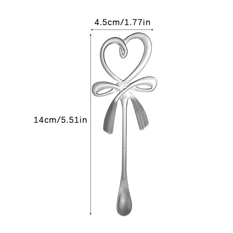 3D mašlička uzel ve tvaru srdce mini kávová lžička čajový dezert závěsná lžička zlatá stříbrná lžička příbory z nerezové oceli