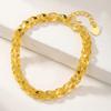 Gold Tone Chain Bracelet for Women, Shiny Sequin Link, Adjustable Fashion Jewelry Gift