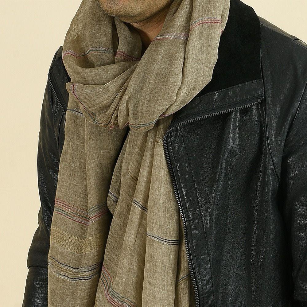 Cotton Linen Yarn-dyed Striped Men's Scarves Winter Men Scarf Tassel Long Shawl Bufanda Male Accessories