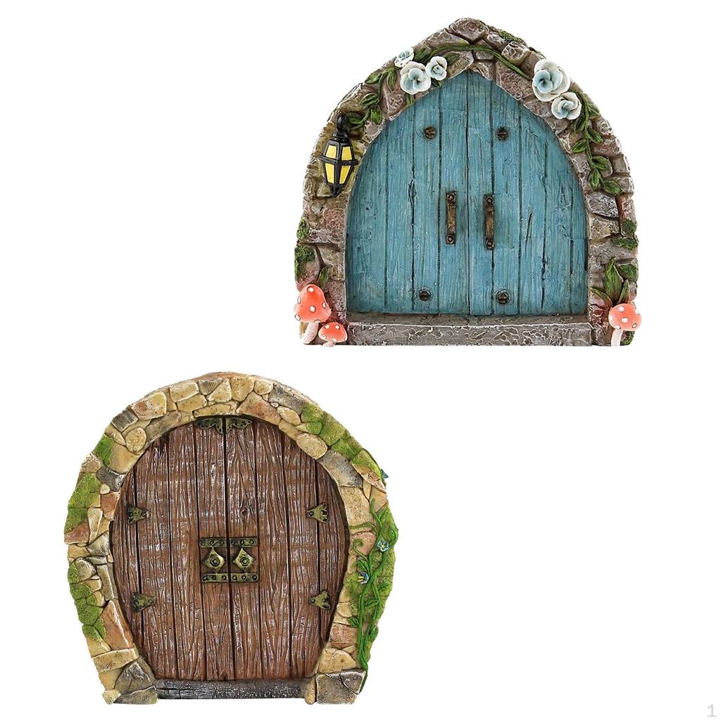 2 Pieces 1/12 Fairy Tale Door Ornament Dollhouse Decor DIY Accs Presents Miniature Scene Party