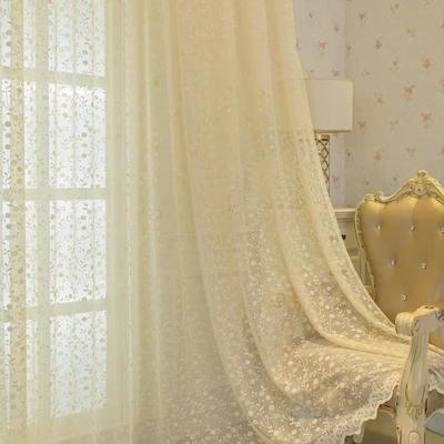 Rideau en Gaze Luxe Léger Rideau Salon Balcon Rideau Chambre Moustiquaire Occultant Broderie Pastorale Baie Vitrée Fil Blanc