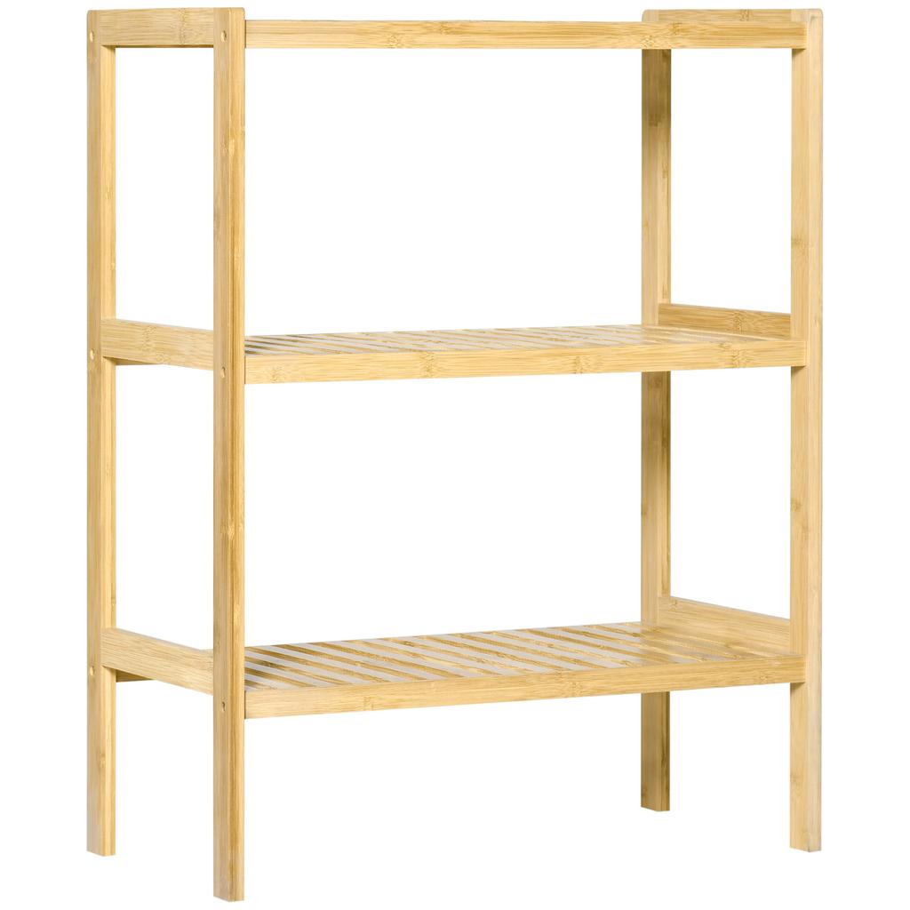Multipurpose 3-Tier Space-Saving Bamboo Shelf. 62x33x80cm