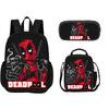 Deadpool  School 3Pcs Set with Front Pocket Backpack+lunch Bags+Pencil Bag Fashion Schoolbag Backpack Trend Kids Gift