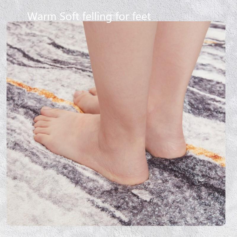 Inyahome Rugs and Mats Non-Skid Washable Runner Rugs Gold Black Marble Long Carpet for Floor Cushioned Hallway Entryway Indoor