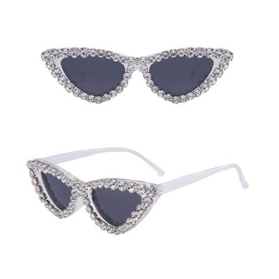 Cat's Eye Frame Rhinestone Decoration Sunglasses Sun-Protective Photos Decoration Travel Sunglasses Outdoor Black Shades Glasses