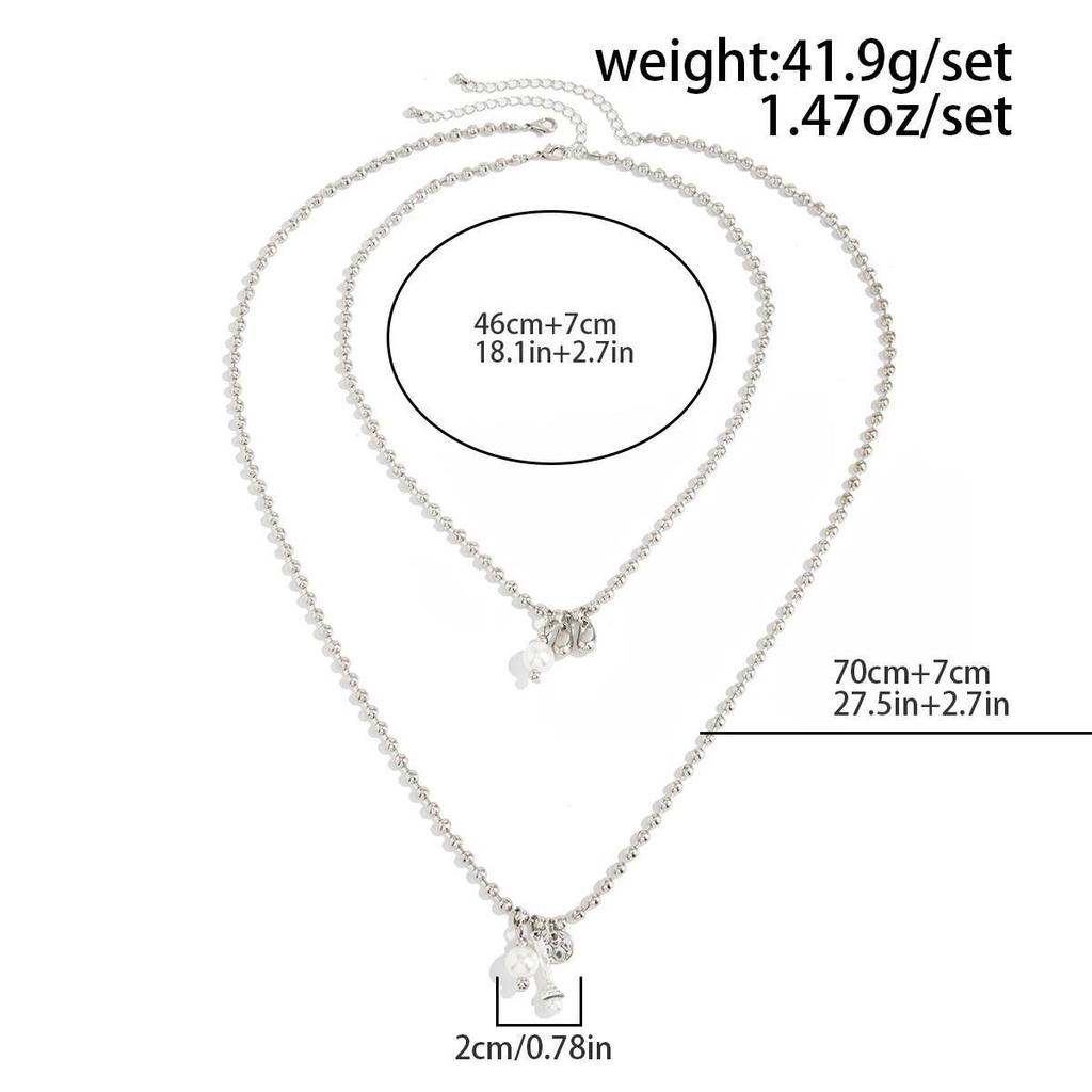 Salircon Trendy Exquisite Imitation Pearl Pendant Choker Necklace Women Punk Minimalist Silver Color CCB Beaded Chain Jewelry