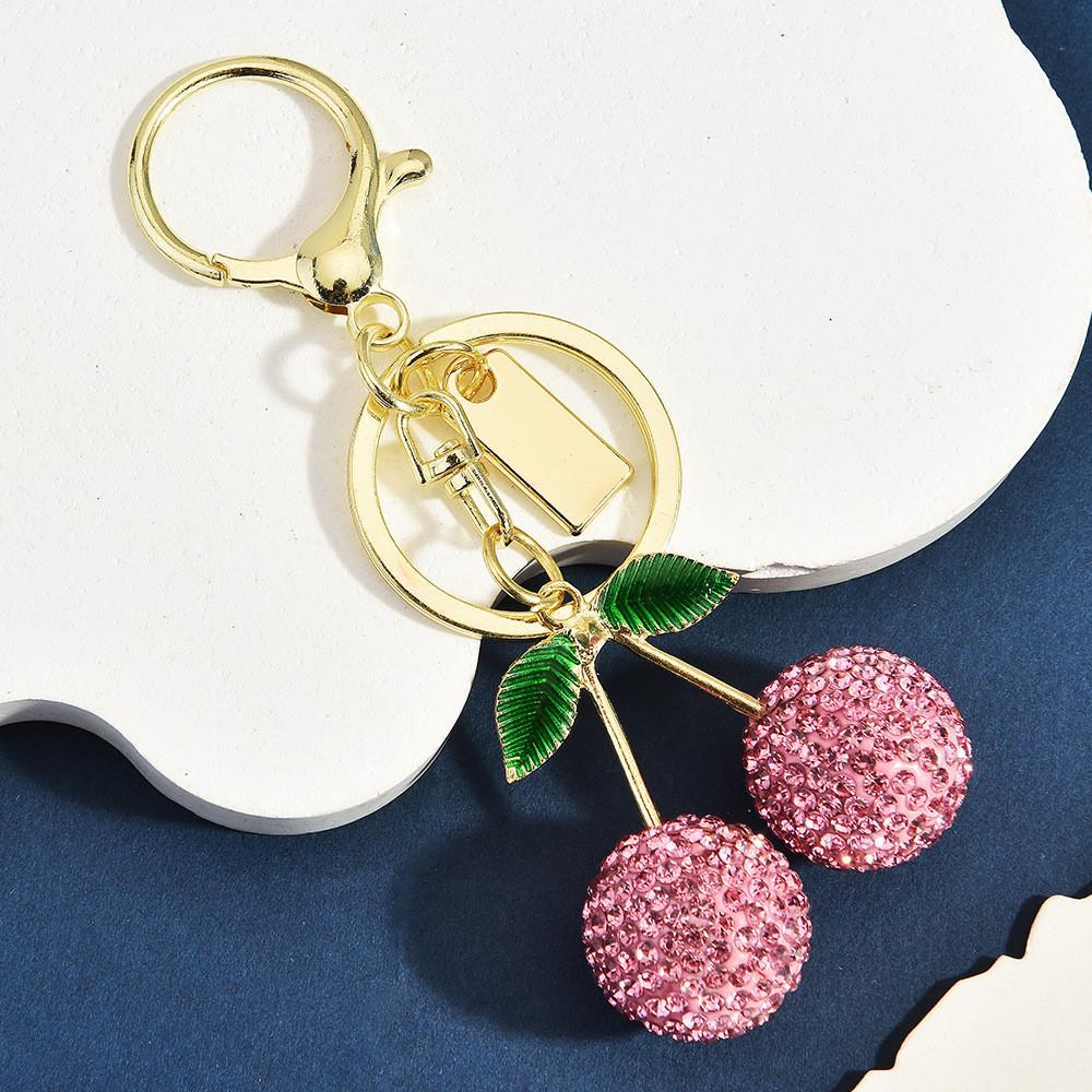 

Cherry Fruit Keychain With Rhinestone Crystals For Spring Decor