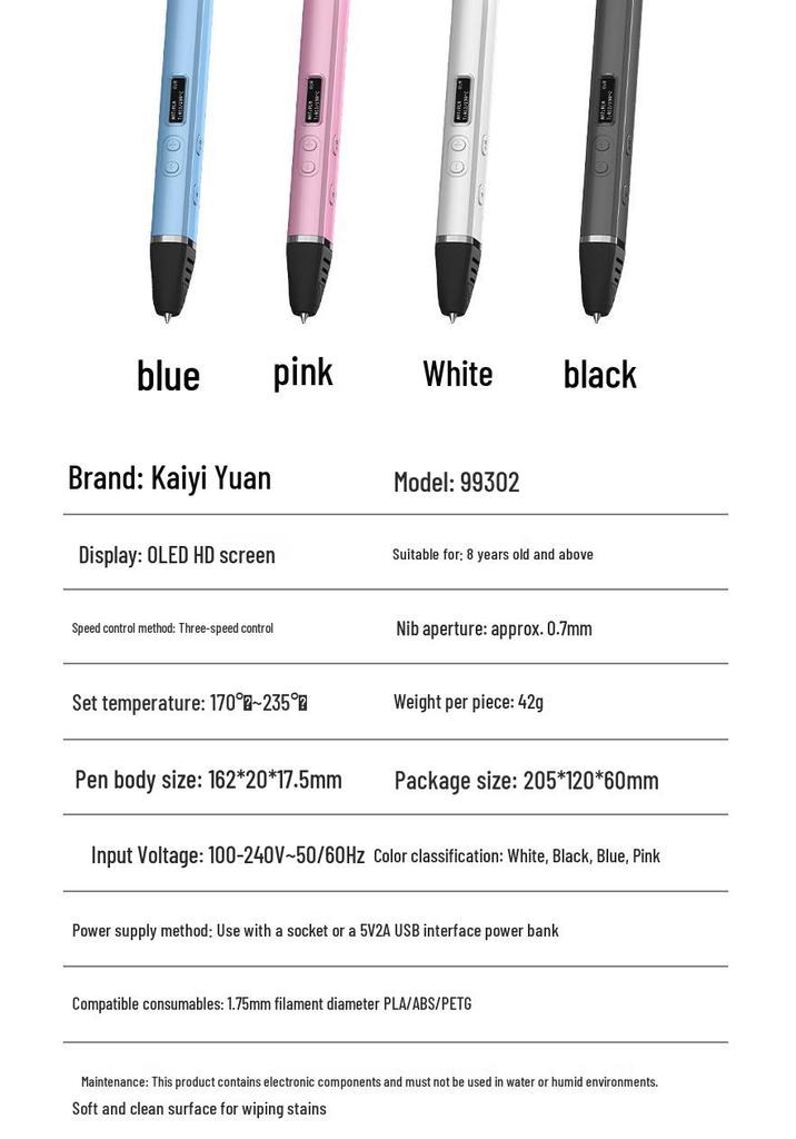 3D Printing Pen with Display, Detachable High-Temperature PLA for Educational and DIY Projects