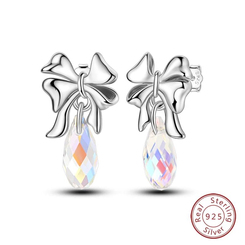 New 925 Sterling Silver Hope Rainbow Flower Earrings For Women Sparkling Colored Zircon Star Koi Earrings Fashion Party Jewelry