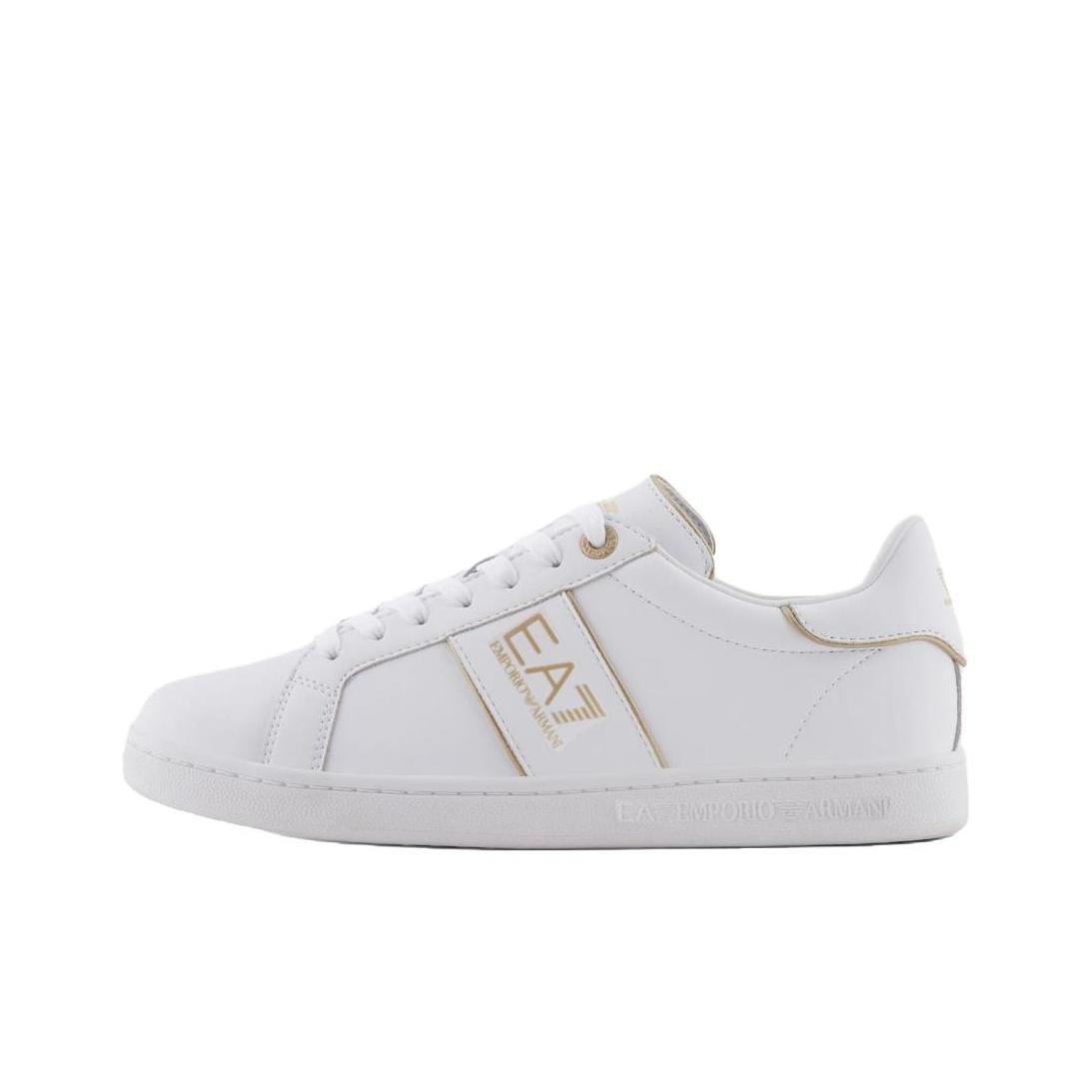 

Emporio Armani EA7 Leather Color-Blocked Round-Toe Lace-Up Low-Top Sneakers Men sneakers White X8X102XK346U447 44