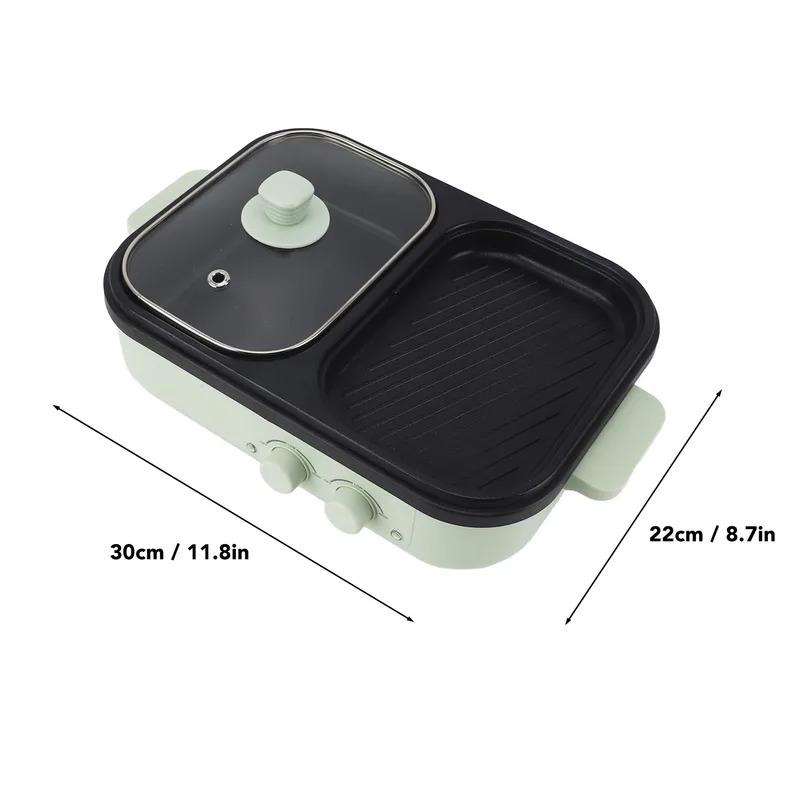 Dual Use Electric Cooker Electric Fry Pot Energy Saving Uniform Heating Easy Cleaning 1300W with Lid for Indoor Outdoor Cooking