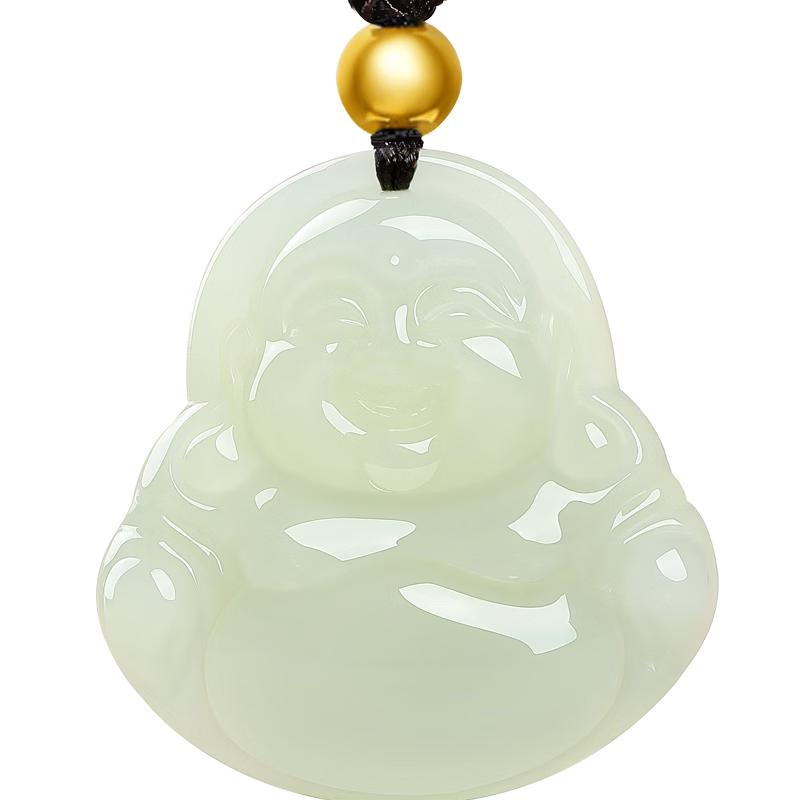 Women s Hetian Jade Buddha Pendant - Gold Inlaid