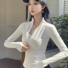 Women's Summer UV Protection Jacket High-Stretch Quick-Dry Breathable Yoga Fitness Sportswear Slim-Fit Long Sleeve Athletic Top