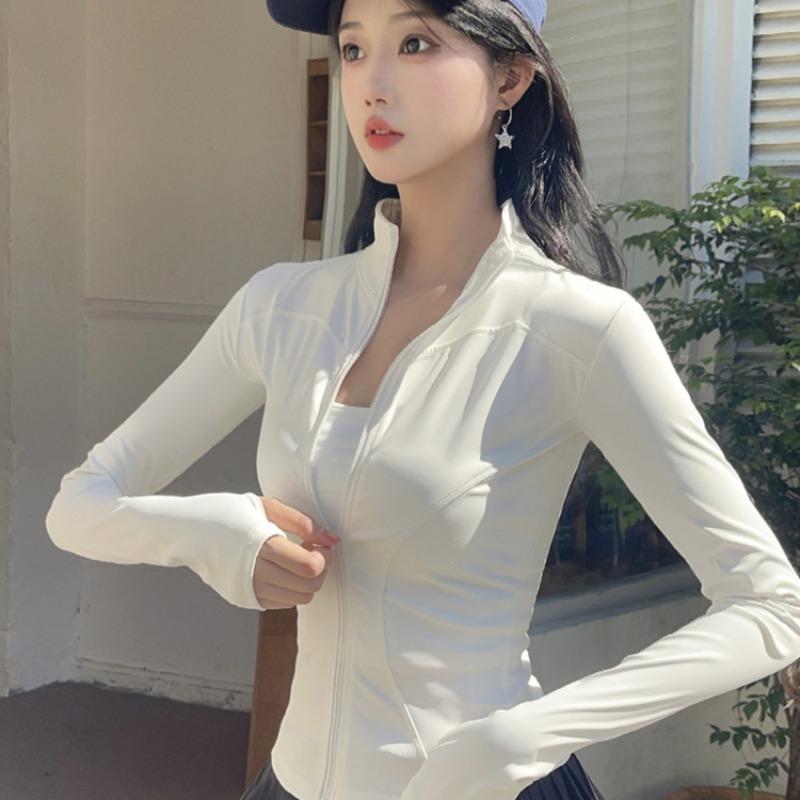 Women's Summer UV Protection Jacket High-Stretch Quick-Dry Breathable Yoga Fitness Sportswear Slim-Fit Long Sleeve Athletic Top