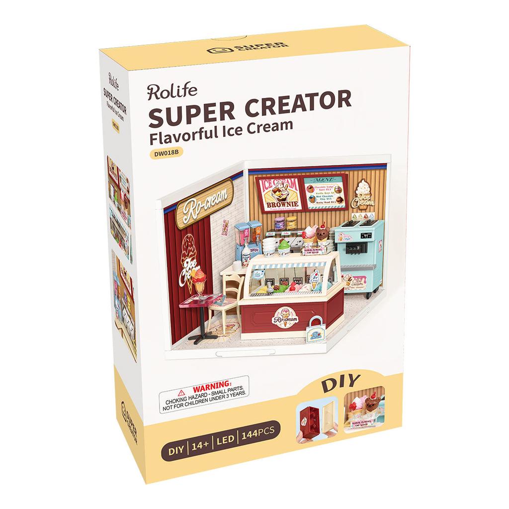 ROBOTIME Rolife 3D-Puzzle Super Creator Geschmackvolles Eis DIY Miniaturhaus (DW018B) | 1:24 Skala