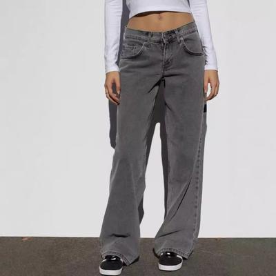 Women's Washed Vintage Straight High Waist Wide Leg Loose Draped Hundred Jeans