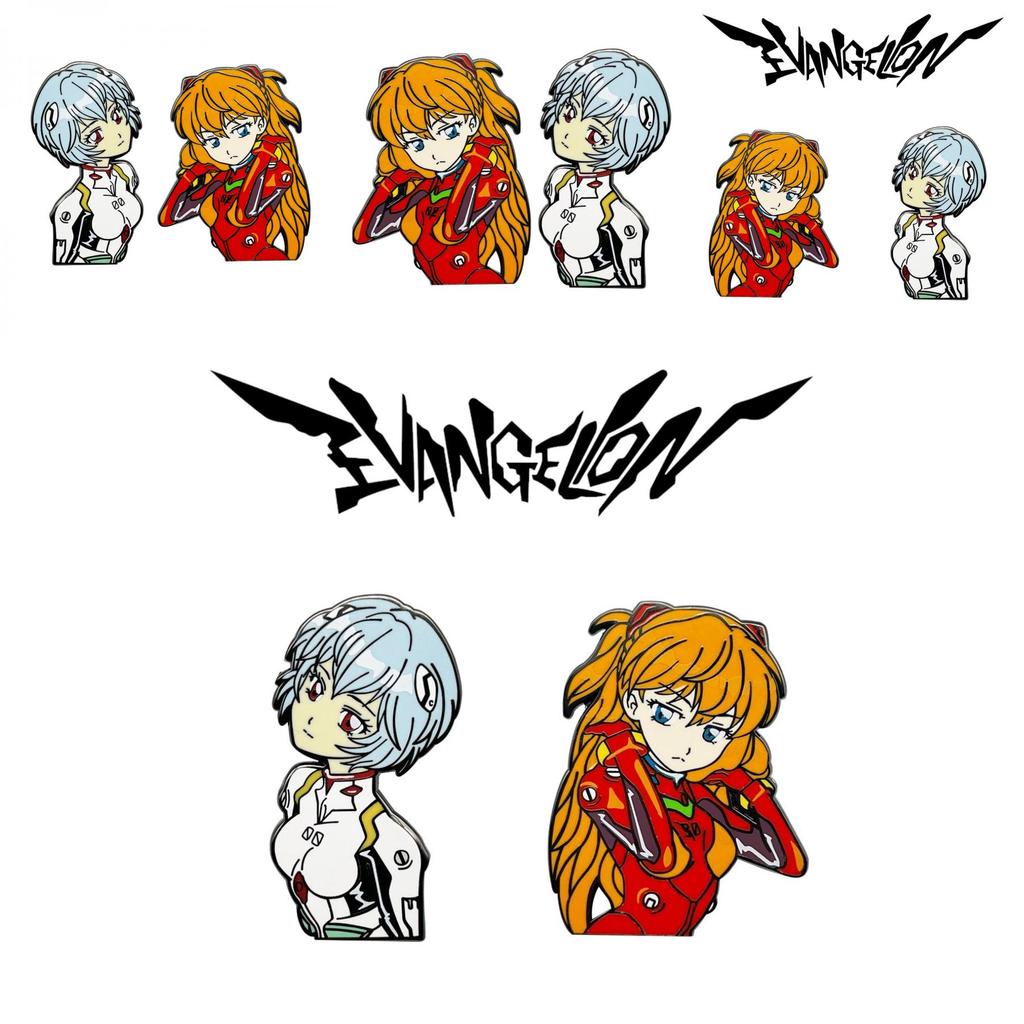 Eva Evangelion Pin Badge Featuring Asuka And Rei Perfect For Fans!