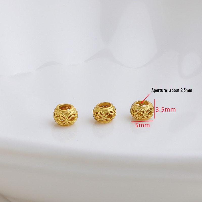 Gold-Plated Hollow Lace Spacer Beads, 5mm, Large Hole for DIY Jewelry Crafting