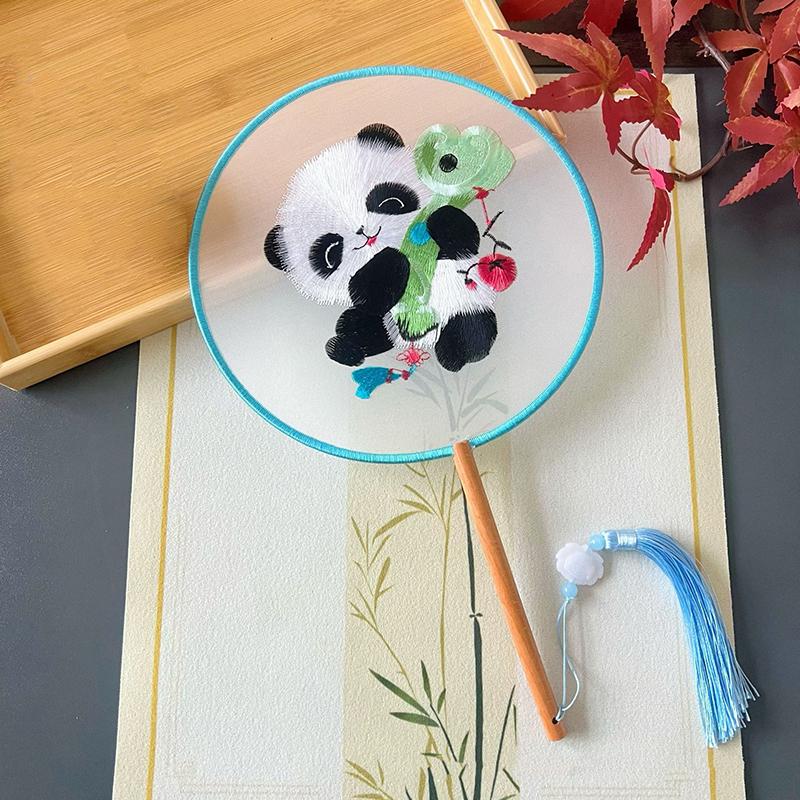 Vintage Doppelseitiger Fächer Blume Stickerei Handfächer Traditionelle Chinesische Kunst Handwerk Hanfu Tanzparty Zubehör Performance Requisiten