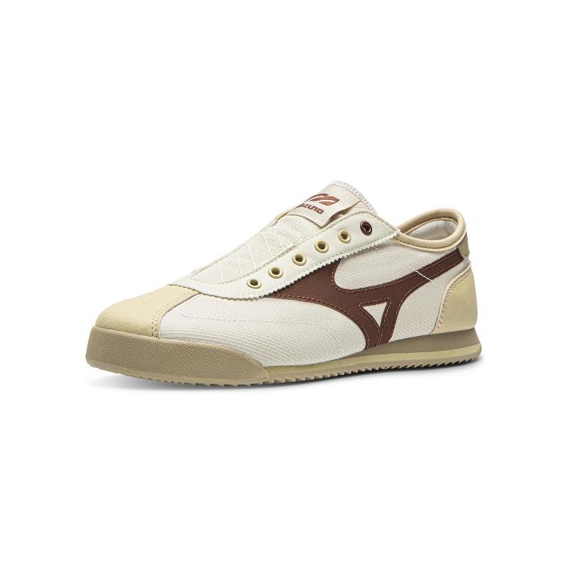 Mizuno LG 60S Slip-On Unisex Low Top Retro Color-Block Lifestyle Shoes Beige Grey D1GH240215
