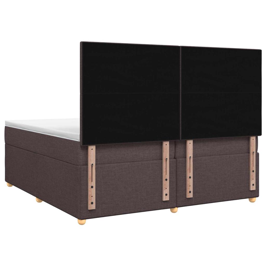 Box Spring Bed with Mattress Dark Brown 200 x 200 cm Fabric